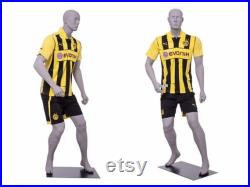 Male Adult Sports and Athletic Muscular Soccer Player Fiberglass Mannequin in Kicking Pose with Metal Stand Included CRIS02