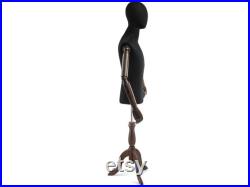 Male Display Dress Form in Black Jersey on Traditional Wood Tripod Base by TSC (Arms and Head Edition)