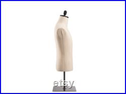 Male Display Dress Form in Natural Canvas on Metal Tabletop Base by TSC