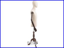 Male Display Dress Form in Natural Canvas on Traditional Wood Tripod Base by TSC (Arms and Head Edition)