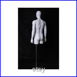 Male Egg Head Matte White Mannequin Torso Display With Base TMWEG