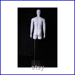 Male Egg Head Matte White Mannequin Torso Display With Base TMWEG