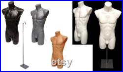 Male Energy Form Underwear Sportswear Fashion and Display Torso WITH WITHOUT Adjustable Metal Floor Stand