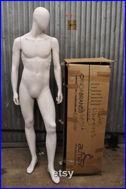Male Fiberglass White Matte Finish Full Body Display Mannequin by Almax (A)