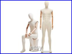 Male Full Body Fabric Wrapped Mannequin in Standing or Sitting Pose