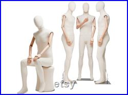 Male Full Body Fabric Wrapped Mannequin in Standing or Sitting Pose