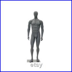 Male Full Body Mannequin with Egg Head Dark Matte Gray Finish Includes Base HEF72EG