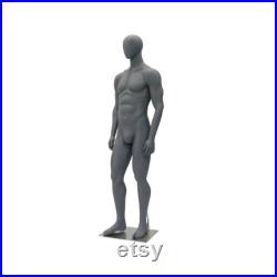 Male Full Body Mannequin with Egg Head Dark Matte Gray Finish Includes Base HEF72EG