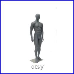 Male Full Body Mannequin with Egg Head Dark Matte Gray Finish Includes Base HEF72EG