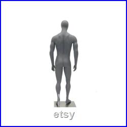 Male Full Body Mannequin with Egg Head Dark Matte Gray Finish Includes Base HEF72EG