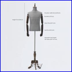 Male Half Body Display Dress Form , Fabric Mannequin Torso Dressmaker Stand , Necklace Neckties Shoe Pant Suit Clothing Mannequin Stand