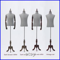 Male Half Body Display Dress Form , Fabric Mannequin Torso Dressmaker Stand , Necklace Neckties Shoe Pant Suit Clothing Mannequin Stand