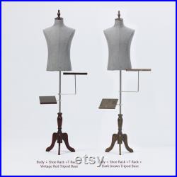 Male Half Body Display Dress Form , Fabric Mannequin Torso Dressmaker Stand , Necklace Neckties Shoe Pant Suit Clothing Mannequin Stand