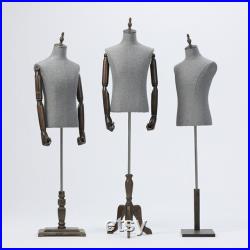 Male Half Body Display Dress Form , Fabric Mannequin Torso Dressmaker Stand , Necklace Neckties Shoe Pant Suit Clothing Mannequin Stand