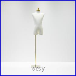 Male Half Body Mannequin,Adult Torso Form with Stand,Men Display Torso with Wooden Arms for Suit Display, Square metal Base, Fabric Torso.