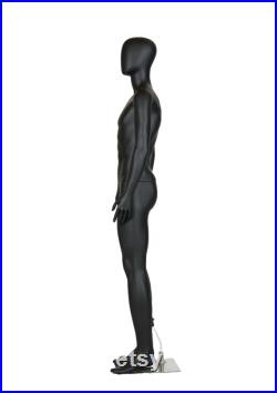 Male Mannequin Full Body with Head and Arm, Color, Matte Black, metal stand 74 inches tall, plastic, detachable parts