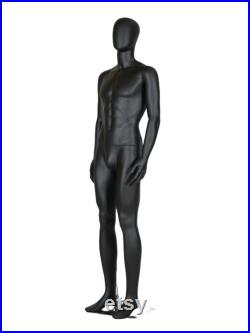 Male Mannequin Full Body with Head and Arm, Color, Matte Black, metal stand 74 inches tall, plastic, detachable parts