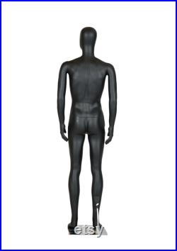 Male Mannequin Full Body with Head and Arm, Color, Matte Black, metal stand 74 inches tall, plastic, detachable parts
