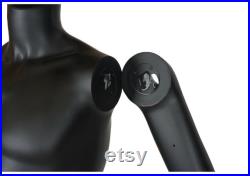 Male Mannequin Full Body with Head and Arm, Color, Matte Black, metal stand 74 inches tall, plastic, detachable parts