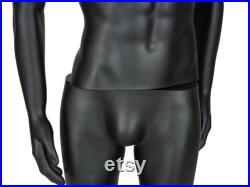 Male Mannequin Full Body with Head and Arm, Color, Matte Black, metal stand 74 inches tall, plastic, detachable parts