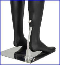 Male Mannequin Full Body with Head and Arm, Color, Shiny Black, metal stand 74 inches tall, plastic, detachable parts