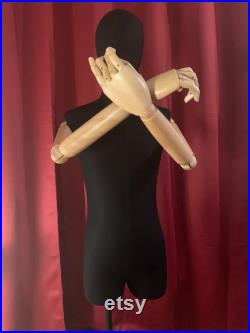 Male Mannequin, Fully Articulated Wooden Arms and Fingers, Dress Form, Sewing Mannequin, Wood Mannequin Hand, Mannequin Torso