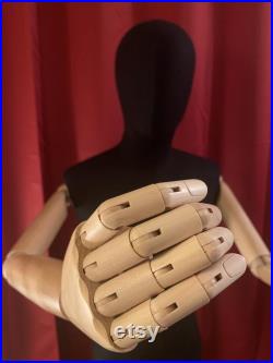 Male Mannequin, Fully Articulated Wooden Arms and Fingers, Dress Form, Sewing Mannequin, Wood Mannequin Hand, Mannequin Torso