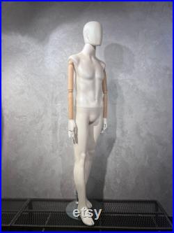 Male Mannequin With Wooden Sleeves, High Quality Male Full Body Mannequin