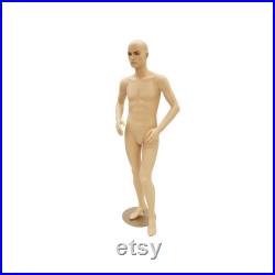 Male Realistic Fleshtone Full Body Short Mannequin with Flexible Elbows and Wig STEVE