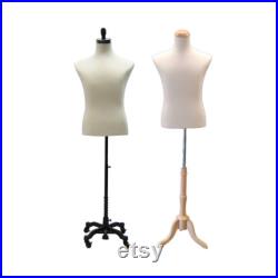 Male Shirt Form Dress Form Body Form Mannequin Torso with Linen Cover Fully Pinnable With Base 33M01L