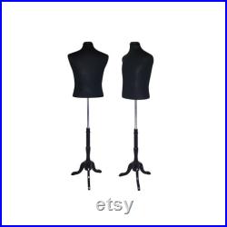 Male Torso Shirt Form Dress Form Body Form Mannequin Fully Pinnable Black Cover With Base MBSB