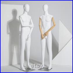 Male and Female Full Body Mannequin,Torso Mannequin,Matte White Woman Display Model Dummy Form For Slub Hemp Human Torso With Wood Arms