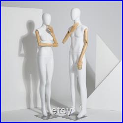Male and Female Full Body Mannequin,Torso Mannequin,Matte White Woman Display Model Dummy Form For Slub Hemp Human Torso With Wood Arms