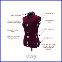 Mannequin Adult Female Adjustable Dress Form Sewing Fabric Torso with Adjustment Dials,