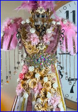 Mannequin, Dress Form, Wrought Iron, Hand Decorated, Victorian, Large, 33 Inch, Jeweled Crown, Crystals, Art Decor ( 3) K5-4-4-24