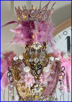 Mannequin, Dress Form, Wrought Iron, Hand Decorated, Victorian, Large, 33 Inch, Jeweled Crown, Crystals, Art Decor ( 3) K5-4-4-24