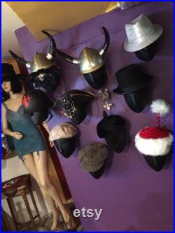 Mannequin Head Androgynous Vintage Display Manikin Dummy Metal Neck Rod