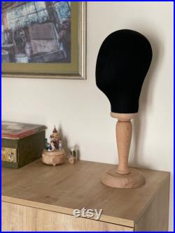 Mannequin Head with Wooden Stand, Handmade Fabric Head Mannequin, Hat Display Stand, Manikin Head, Craft Display, Accessories Display