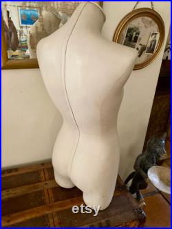 Mannequin Store Display, Vintage Leather Wrapped Mannequin, Fiberglass Leather Store Display Mannequin, 34 inch Table top Mannequin Torso