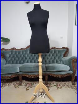 Mannequin Torso Calico Handmade Dress Form with Stand Handmade -Paper Mache French Inspired Display Organizer Pinnable Tailor Dummy