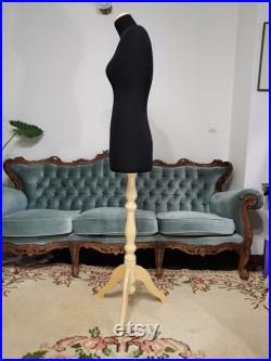 Mannequin Torso Calico Handmade Dress Form with Stand Handmade -Paper Mache French Inspired Display Organizer Pinnable Tailor Dummy