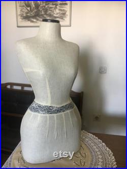Mannequin Torso Linen Lace Wasp Waist Vintage French Style Dress Form Jewelry Torso paper mashe Tailor Dummy Jewelry Holder pinable