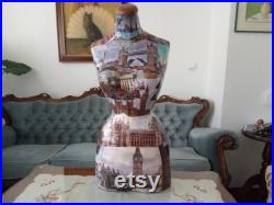 Mannequin Torso London Postcards Wasp Waist Vintage French Style Jewelry bust display Dress Form paper mache Tailor Dummy