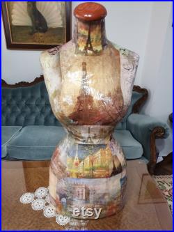 Mannequin Torso Paris Postcards Wasp Waist Vintage French Style Jewelry bust display Dress Form paper mache Tailor Dummy