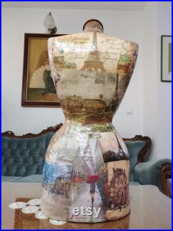 Mannequin Torso Paris Postcards Wasp Waist Vintage French Style Jewelry bust display Dress Form paper mache Tailor Dummy