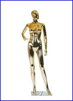 Mannequin female Dress Form Torso Stand Full Body (Gold, Silver) with Head and Arm, Color, metal stand 68 inches detachable parts