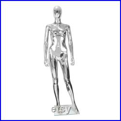 Mannequin female Dress Form Torso Stand Full Body (Gold, Silver) with Head and Arm, Color, metal stand 68 inches detachable parts