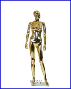 Mannequin female Dress Form Torso Stand Full Body (Gold, Silver) with Head and Arm, Color, metal stand 68 inches detachable parts