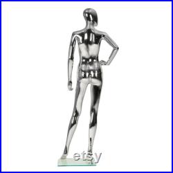 Mannequin female Dress Form Torso Stand Full Body (Gold, Silver) with Head and Arm, Color, metal stand 68 inches detachable parts