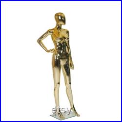 Mannequin female Dress Form Torso Stand Full Body (Gold, Silver) with Head and Arm, Color, metal stand 68 inches detachable parts
